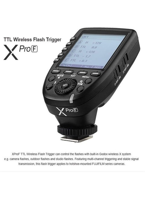 Godox Xpro-F Wireless Flash Trigger Transmitter for Fuji Fujifilm 1/8000s HSS TTL-Convert-Manual Function Large Screen Slanted Design 5 Dedicated Group Buttons 11 Customizable Functions w/Color Filter