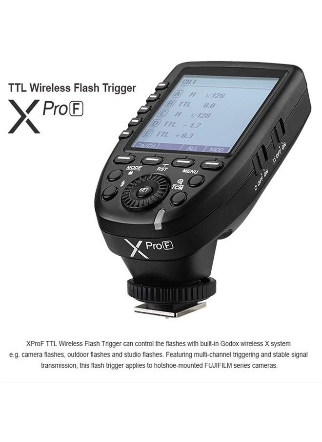 Eachshot - Godox Xpro-F Wireless Flash Trigger Transmitter for Fuji Fujifilm 1/8000s HSS TTL-Convert-Manual Function Large Screen Slanted Design 5 Dedicated Group Buttons 11 Customizable Functions w/Color Filter - Image 1