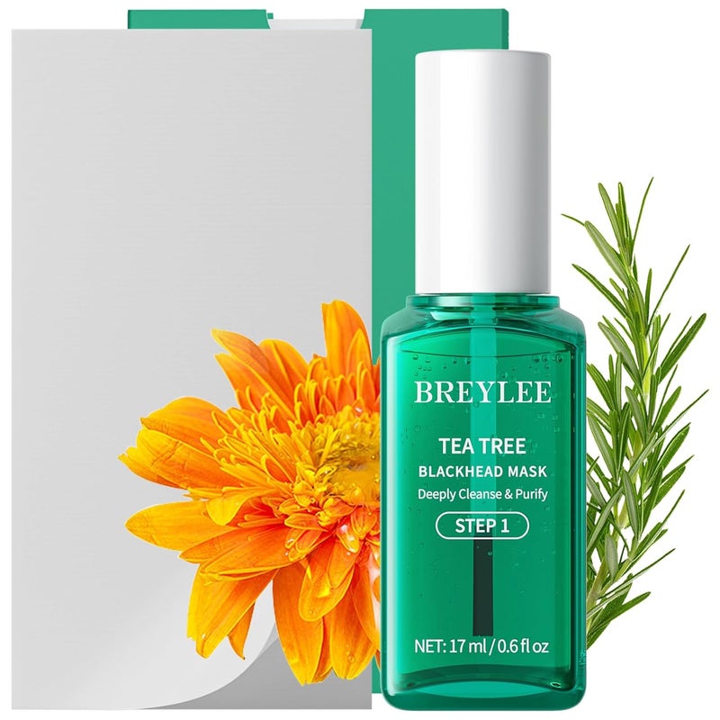 BREYLEE Blackhead Remover Mask Tea Tree Oil Nose Pore Strips 100 papers Puntos Negros Peel Off Mask for Nose and Face Pore Cleanser Purifying Brush Desigh