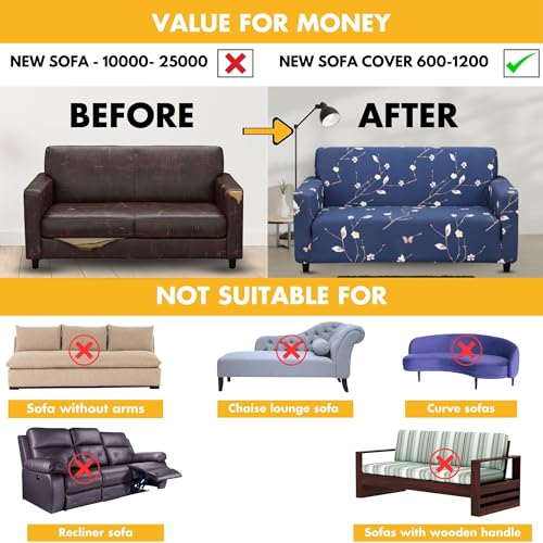 Bigkart Elastic Sofa Covers for 2 Seater Sofas | Polyster-Spandex, Stretchable, Sofa Covers for Single, Double and Triple Seater Sofas - Image 5