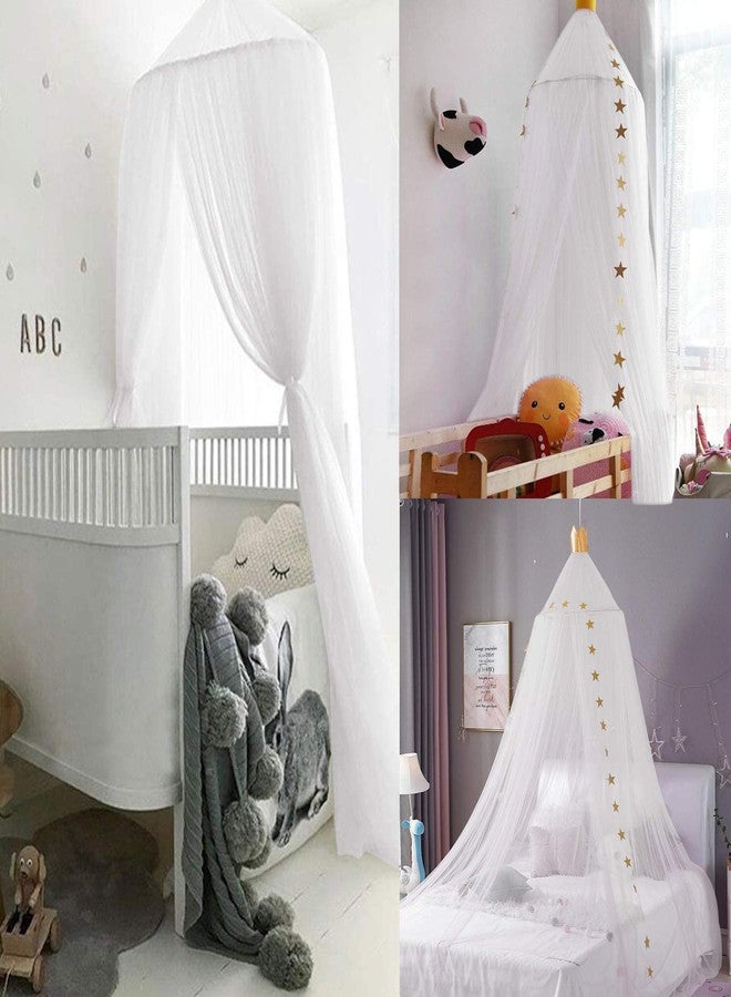 Pinkrin Bed Canopy for Girls - Soft, Washable and Easy to Install, Crib Canopy for Girls' Room with Star Decor, Princess Bed Canopy for Crib,Bed,Reading Nook, Snow White - Image 3