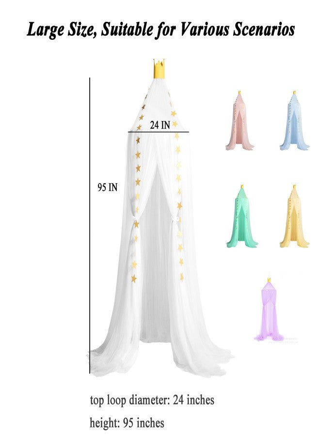 Pinkrin Bed Canopy for Girls - Soft, Washable and Easy to Install, Crib Canopy for Girls' Room with Star Decor, Princess Bed Canopy for Crib,Bed,Reading Nook, Snow White - Image 4