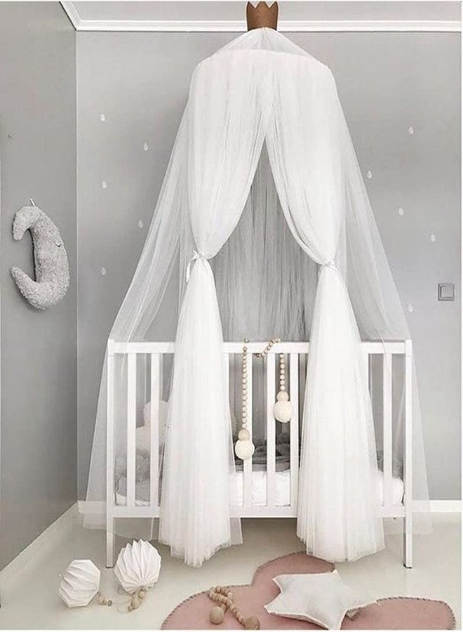 Pinkrin Bed Canopy for Girls - Soft, Washable and Easy to Install, Crib Canopy for Girls' Room with Star Decor, Princess Bed Canopy for Crib,Bed,Reading Nook, Snow White - Image 1
