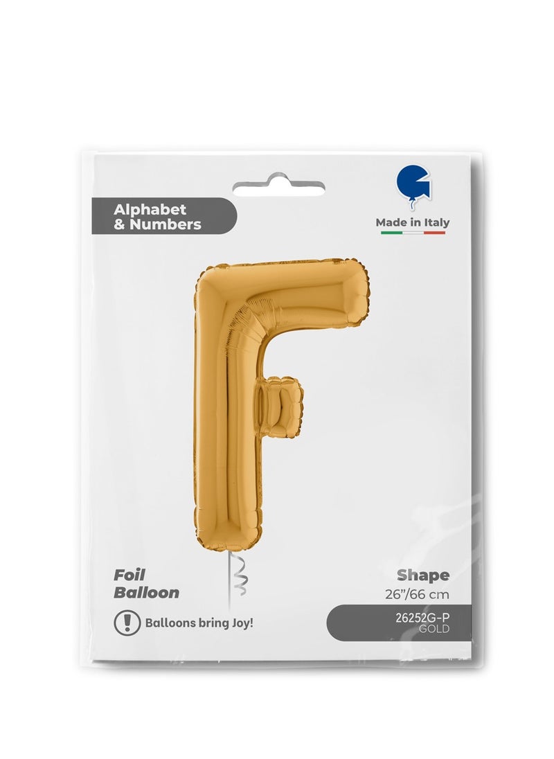 GRABO 26" Foil Balloon Letter F Gold  - Image 2
