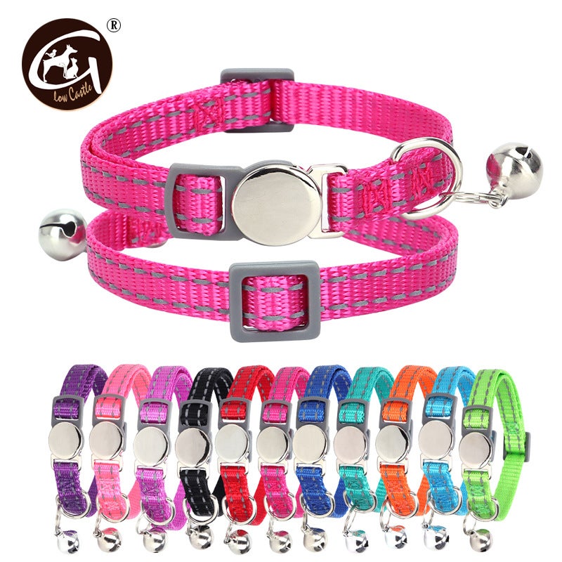 New Style Break Free Original Metal Buckle Nylon Reflective Cat Collar Engraving Collar Anti-Lost Cat Collar - Image 2