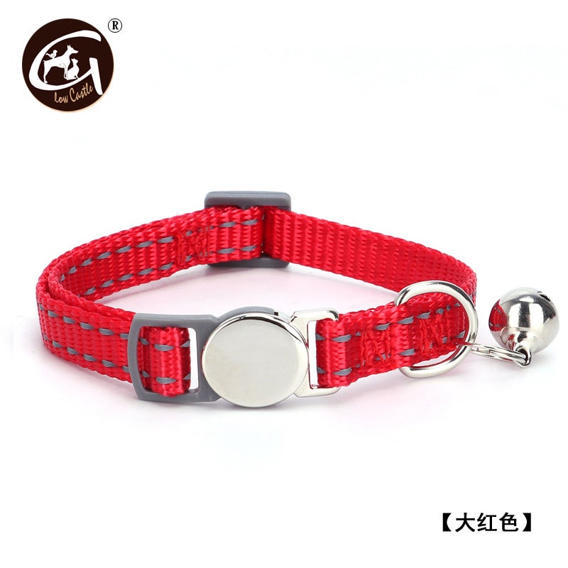 New Style Break Free Original Metal Buckle Nylon Reflective Cat Collar Engraving Collar Anti-Lost Cat Collar - Image 1