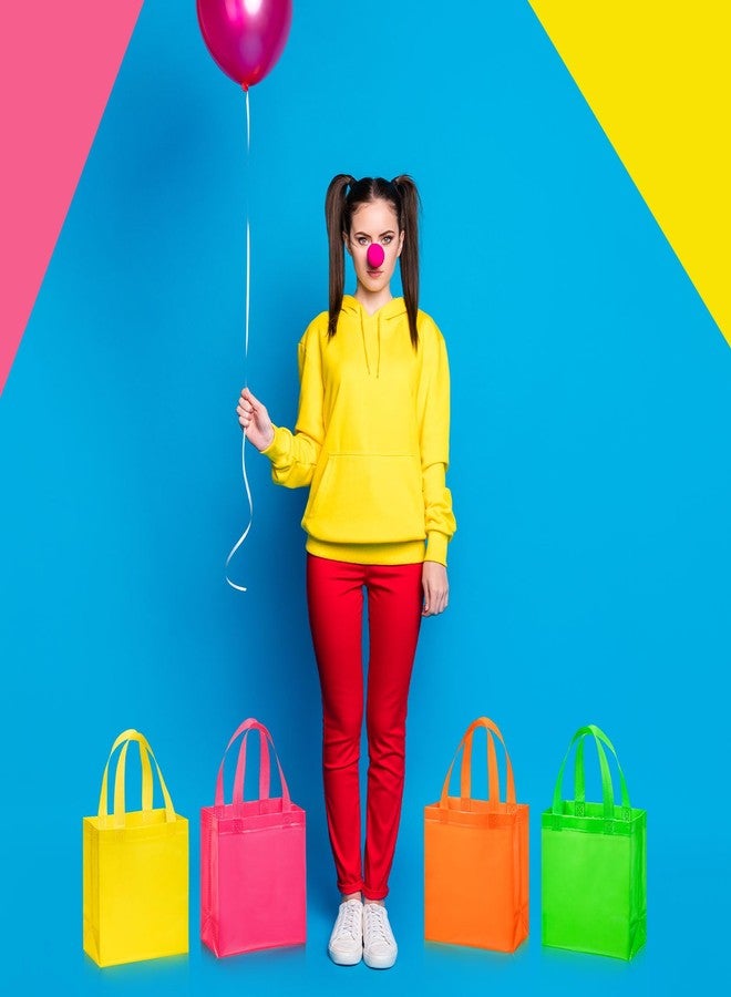 Wesnoy 36 Pcs Neon Gift Bags Bulk Woven Pastel Neon Gift Bags with Handles Reusable Party Favor Goodie Bulk, Pastel Rainbow Color Tote Bag for Women Wedding Birthday Bridal Shower Decoration - Image 5