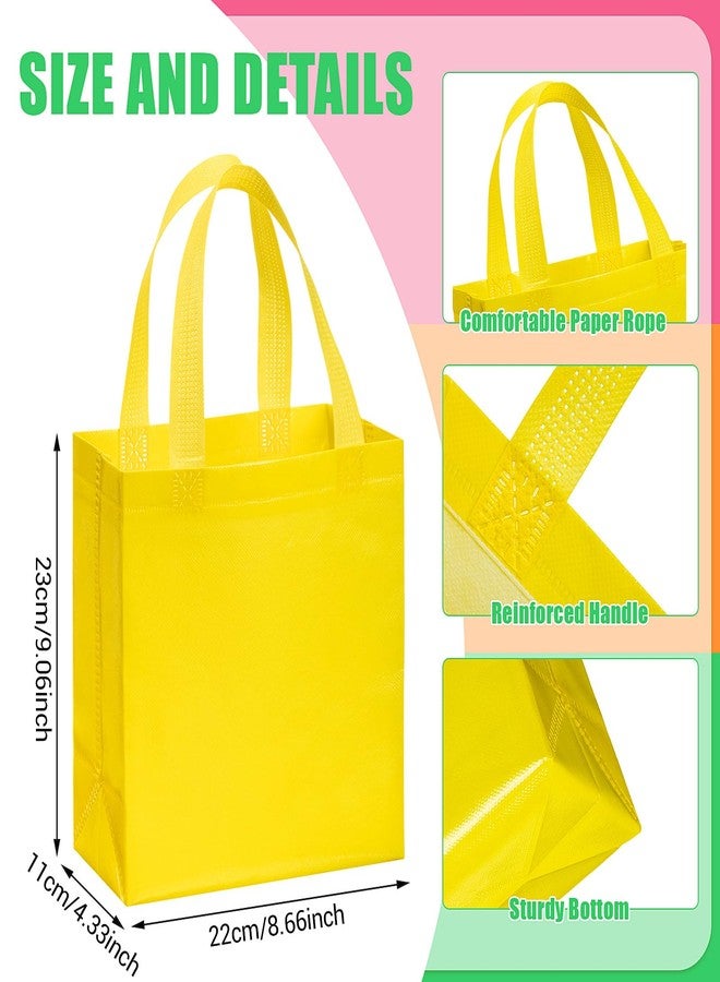 Wesnoy 36 Pcs Neon Gift Bags Bulk Woven Pastel Neon Gift Bags with Handles Reusable Party Favor Goodie Bulk, Pastel Rainbow Color Tote Bag for Women Wedding Birthday Bridal Shower Decoration - Image 2