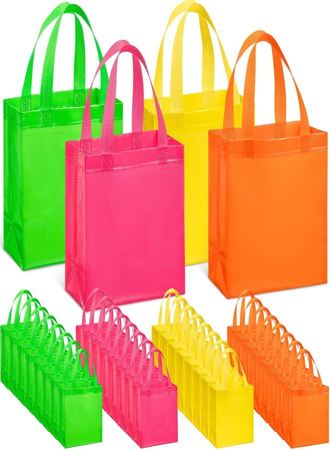Wesnoy 36 Pcs Neon Gift Bags Bulk Woven Pastel Neon Gift Bags with Handles Reusable Party Favor Goodie Bulk, Pastel Rainbow Color Tote Bag for Women Wedding Birthday Bridal Shower Decoration - Image 1