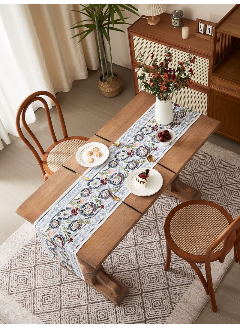 HomeNoor Vintage Bohemian Floral Printed Table Runner, Decorative Table Scarf for Dining Table Home Decor, 30×180cm - Image 2