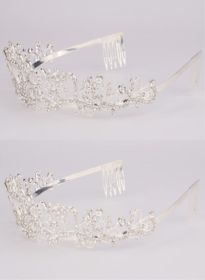 CAVETEE Silver Birthday Crowns and Tiaras - Women's Silver Birthday Party Decorations: Sash and Crown - Image 3