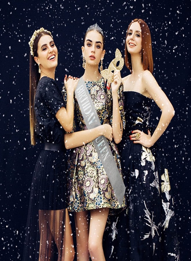 CAVETEE Silver Birthday Crowns and Tiaras - Women's Silver Birthday Party Decorations: Sash and Crown - Image 4