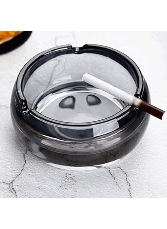 Large crystal glass ashtray for home, office and hotel, elegant windproof with 3 grooves, stylish transparent design for cigarettes and cigars, decorative modern ashtray for living room, gray (style 2) - Image 3