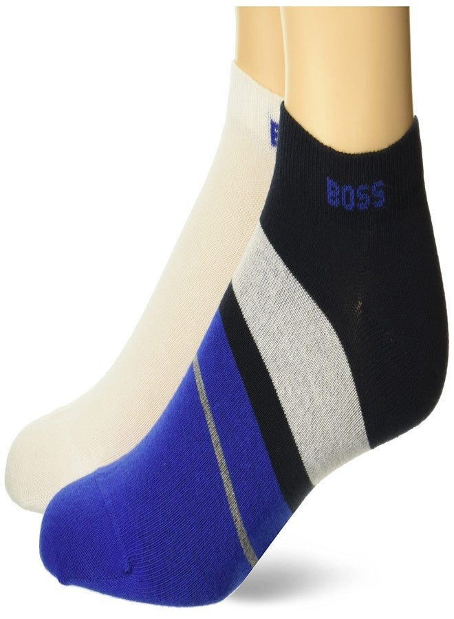 BOSS 2-Pair Block Color Cotton Ankle Socks