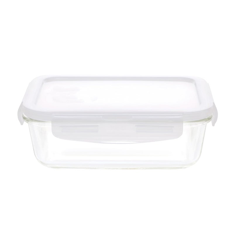 Cutting EDGE Rectangle Glass Food Storage Container 370 ML Microwave Safe Borosilicate Multipurpose Food Prep Containers Set of 1 with Plain Lid - Image 1