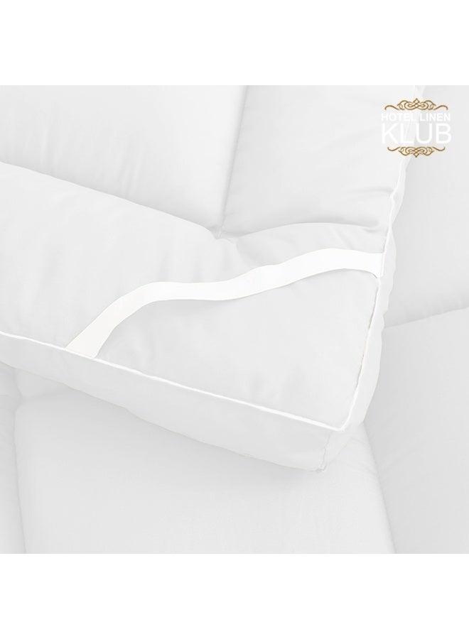 هوتيل لينين كلوب غطاء مرتبة مزدوج من Hotel Linen Klub - قماش قطني 100% بكثافة 233 خيطًا (مضاد لتسرب الريش) مع حواف مزخرفة وأشرطة مطاطية من الجوانب الأربعة، حشوة من ألياف ناعمة وكثيفة بوزن 500 غرام/م²، مريح ومتين وسميك جدًا، المقاس: 120 × 200 سم، اللون: أبيض - Image 5