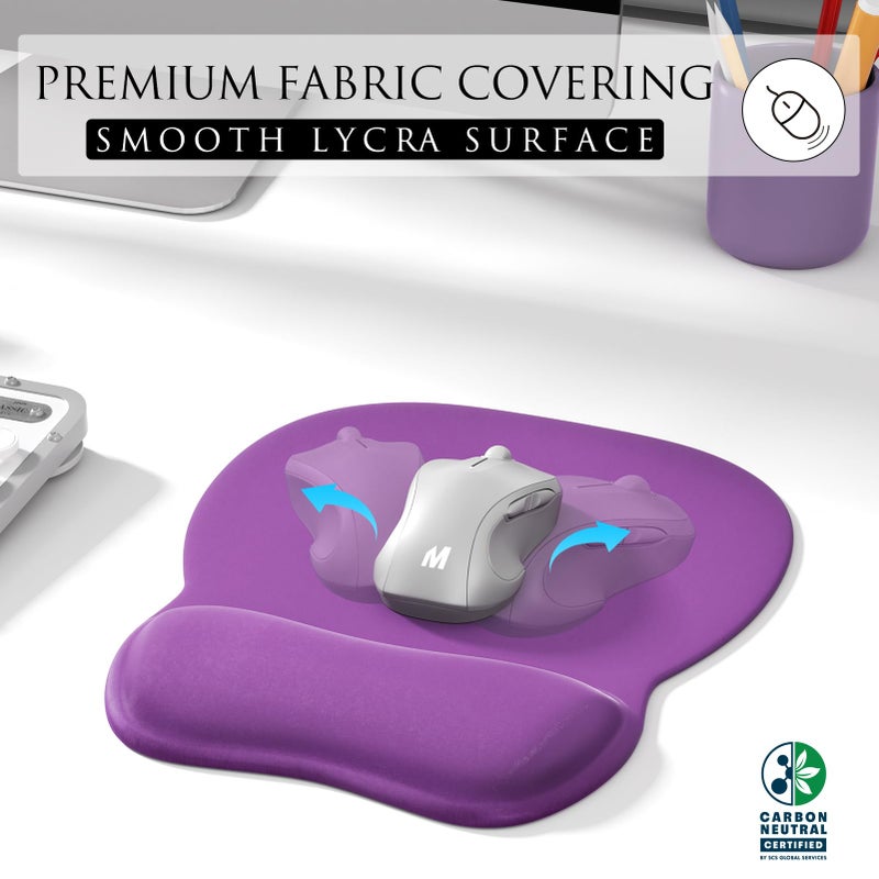 MROCO Ergonomic Mouse Pad with Gel Wrist Rest, Smooth Wrist Support Surface, Non-Slip PU Base for Pain Relief, Comfortable Mousepad for Computer, Laptop, Office & Home, 9.4 x 8.1 in, Violet Purple - Image 2