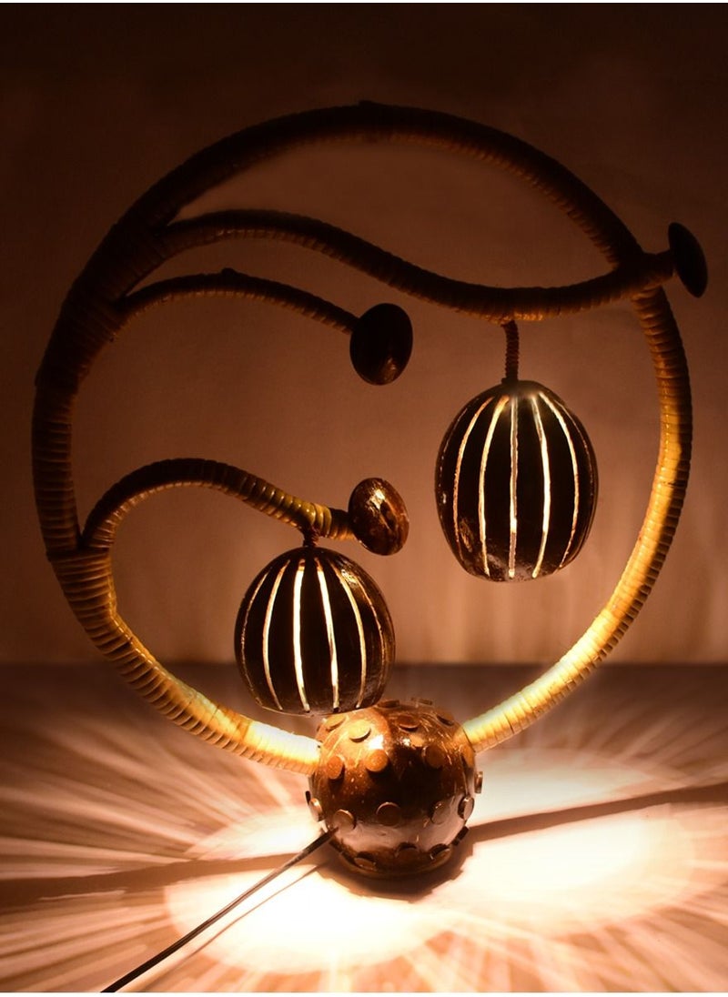 N & H Full Moon Shaped 2 Balls Coconut Shell Lampshade  - Image 1