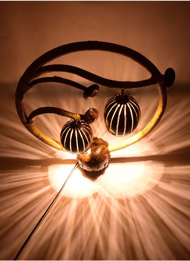 N & H Full Moon Shaped 2 Balls Coconut Shell Lampshade  - Image 3