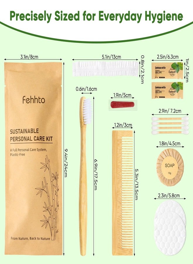 FEHHTO مجموعة أدوات النظافة الشخصية من FEHHTO، عبوة كبيرة تحتوي على 25 مجموعة، طقم أدوات استحمام بحجم مناسب للسفر للضيوف، مع فرشاة أسنان من الخيزران ومعجون أسنان ومجموعة أدوات تجميل للنساء والرجال، بالإضافة إلى باقات رعاية للمسافرين والمشردين. - Image 2