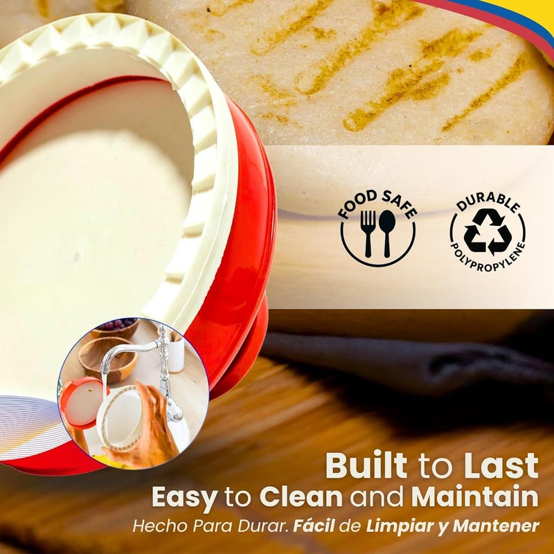 TRAITOOLS Molde para Arepas Colombianas + Prensa para Arepas Grande (5.7 in) – Combo Kit with 3 Molds (5.9", 4.3", 3.1") – Arepas Press, Molde para Empanadas – Multi-Purpose Mold for Latin Dishes - Image 5