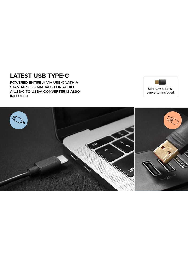 Creative Creative Pebble V2 - Minimalistic 2.0 USB-C Powered Desktop Speakers, 3.5 mm AUX-in, Up to 8W RMS Power for Computers and Laptops, Type-A Adapter Included and Extended Cable (Black)  - Image 3