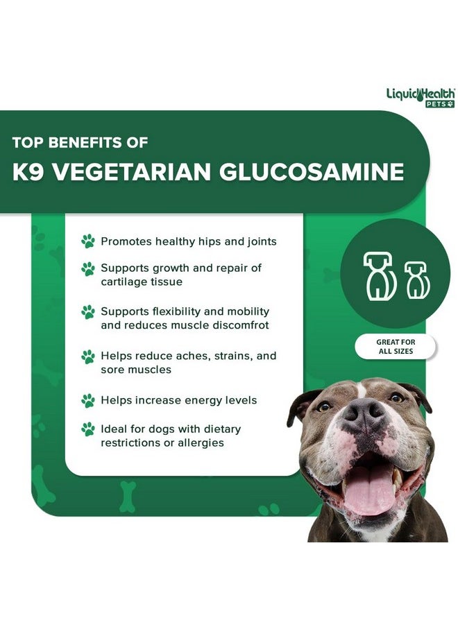 LIQUIDHEALTH 32 Oz K9 Vegetarian Liquid Glucosamine For All Dogs Canines - Chondroitin, Msm, Omega 3, Anti Oxidants Hyaluronic Acid - Joint Health, Dog Vitamins Hip Joint Juice, Joint Oil  - Image 3