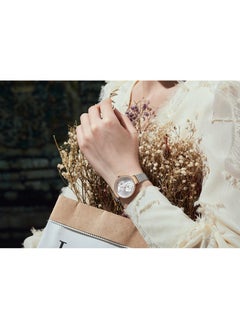 NAVIFORCE Elegant Women's Quartz Watch Stylish Round Dial with Floral Embossed Design Crystal Hour Markers Stainless Steel Mesh Strap Fashionable Timepiece for Everyday Wear and Special Occasions  - Image 3