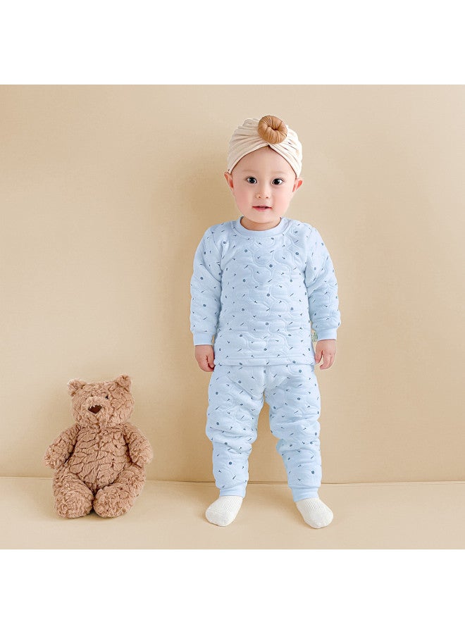 YISHUANGER Autumn And Winter Boys' And Children's Warmth Set, Close-fitting Three-layer Cotton Padded Thickened Girls' Baby High-waist Belly-protecting Long Underwear Pants - Image 2