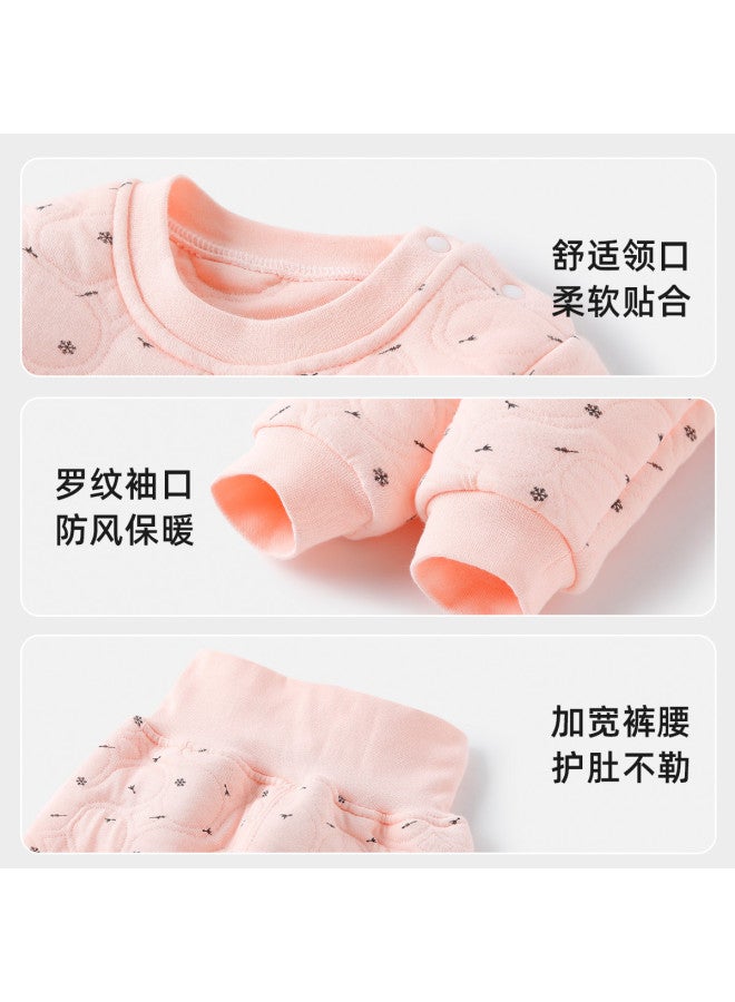 YISHUANGER Autumn And Winter Boys' And Children's Warmth Set, Close-fitting Three-layer Cotton Padded Thickened Girls' Baby High-waist Belly-protecting Long Underwear Pants - Image 5