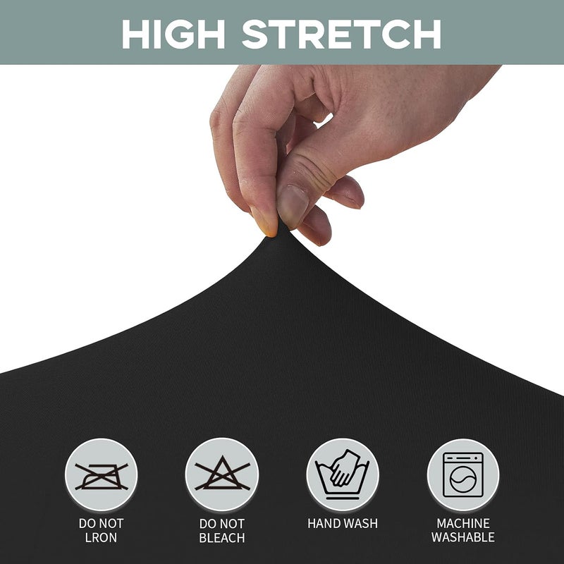 FT Stretch Spandex Table Cover for Rectangular Tables - Black Elastic Fitted Tablecloth - Image 5