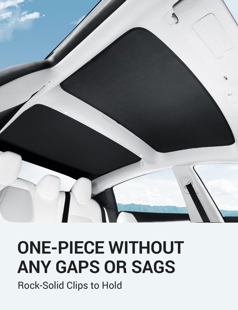 Basenor شمسية سقف زجاجي مطورة من BASENOR لطراز تسلا 3 2023-2021، [بدون فجوات وبدون انحناء] شمسية سقف زجاجي لعزل الحرارة للسقف الشمسي الأمامي والخلفي لملحقات طراز 3 باللون الأسود - Image 5