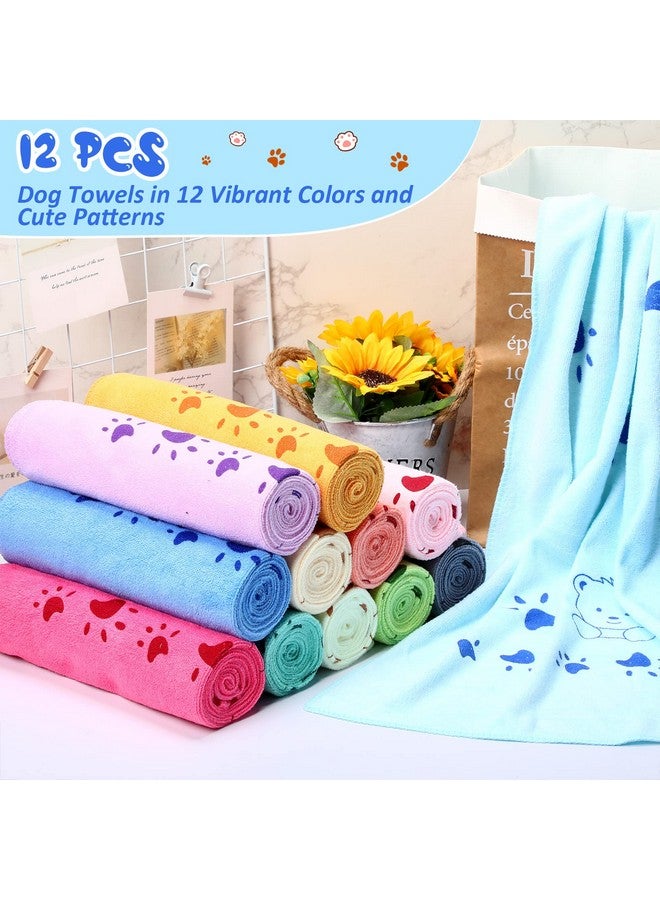 Moukeren 12 Pcs Dog Drying Towel Bulk 20'' x 39'' Microfiber Dog Bath Grooming Towels Absorbent Soft Quick Drying Cat Bathing Supplies for Small Medium Puppy Cat - Image 3