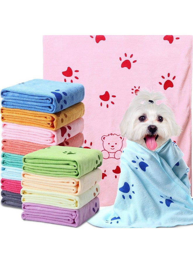Moukeren 12 Pcs Dog Drying Towel Bulk 20'' x 39'' Microfiber Dog Bath Grooming Towels Absorbent Soft Quick Drying Cat Bathing Supplies for Small Medium Puppy Cat - Image 1