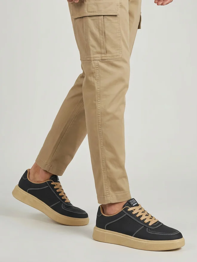 Styli  Black Lace Up Classic Court Sneakers for Men | Best Price UAE