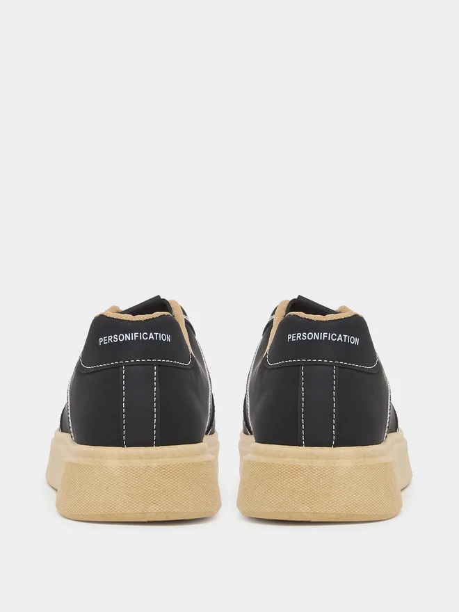 Styli  Black Lace Up Classic Court Sneakers for Men | Best Price UAE