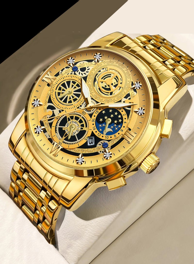 بينبوند ساعة BINBOND B4010 للرجال كاجوال أنيقة من الكوارتز بحزام من الفولاذ المقاوم للصدأ ومينا فاخرة مضيئة ومقاومة للماء حتى عمق 30 مترًا - Image 1