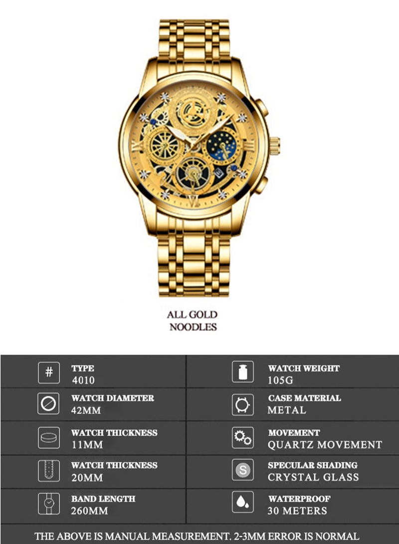 بينبوند ساعة BINBOND B4010 للرجال كاجوال أنيقة من الكوارتز بحزام من الفولاذ المقاوم للصدأ ومينا فاخرة مضيئة ومقاومة للماء حتى عمق 30 مترًا - Image 3