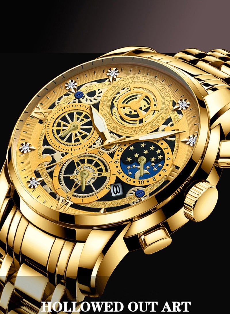 بينبوند ساعة BINBOND B4010 للرجال كاجوال أنيقة من الكوارتز بحزام من الفولاذ المقاوم للصدأ ومينا فاخرة مضيئة ومقاومة للماء حتى عمق 30 مترًا - Image 4