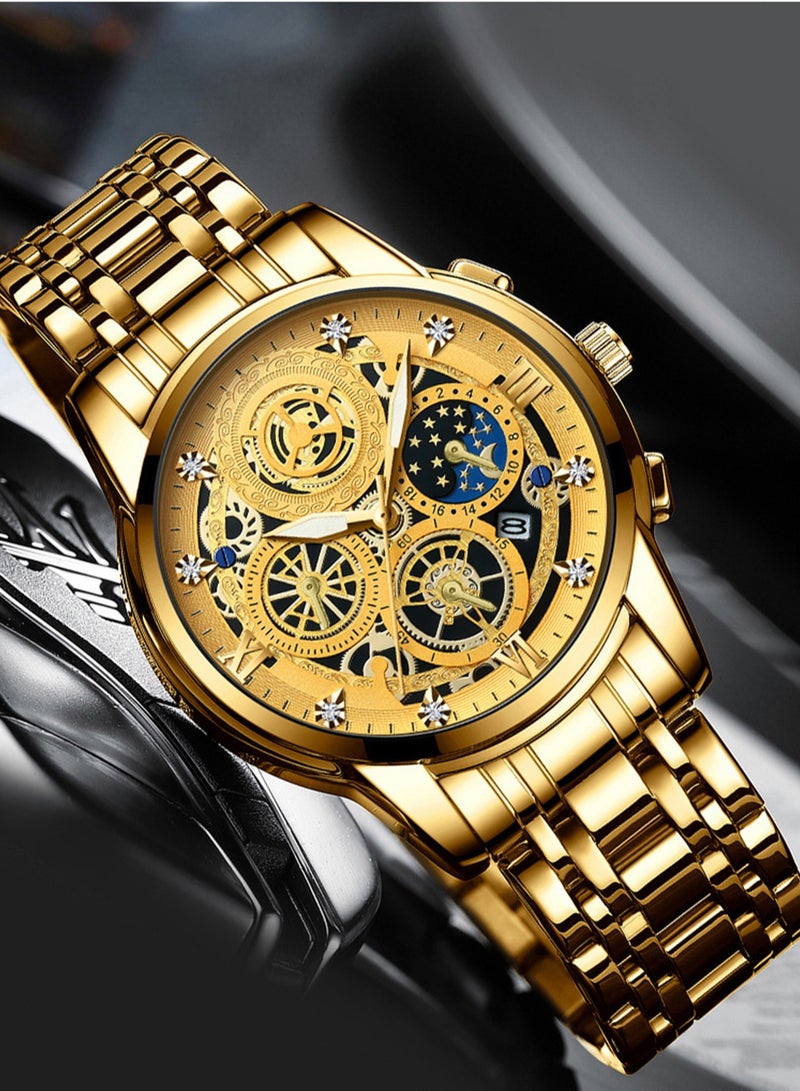 بينبوند ساعة BINBOND B4010 للرجال كاجوال أنيقة من الكوارتز بحزام من الفولاذ المقاوم للصدأ ومينا فاخرة مضيئة ومقاومة للماء حتى عمق 30 مترًا - Image 2