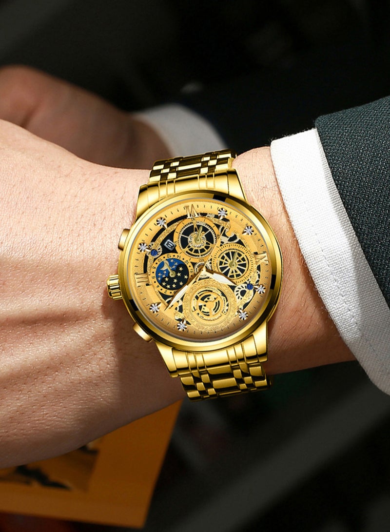 بينبوند ساعة BINBOND B4010 للرجال كاجوال أنيقة من الكوارتز بحزام من الفولاذ المقاوم للصدأ ومينا فاخرة مضيئة ومقاومة للماء حتى عمق 30 مترًا - Image 5