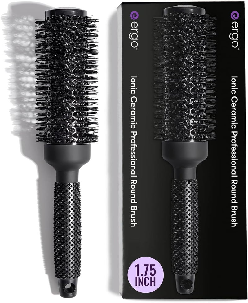 ERGO Ceramic Ionic Round Brush for Blow Out - Salon Quality Hair Brushes for Women - Roller Brush for Blow Drying, Wet and Dry Hair Styling, Volumizing Hair Care - ER43: 1.75" - Image 1