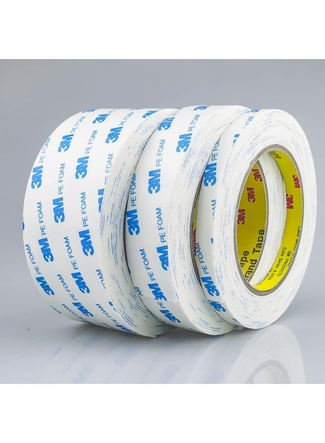 3M Double Sided Tape 2.5cm*3meter, Mounting Tape Heavy Duty, Removeable PE Foam Tape Strips, Strong Adhesive Tape Waterproof Free Damage for Paint Wall Picture Hanging Poster - Image 3
