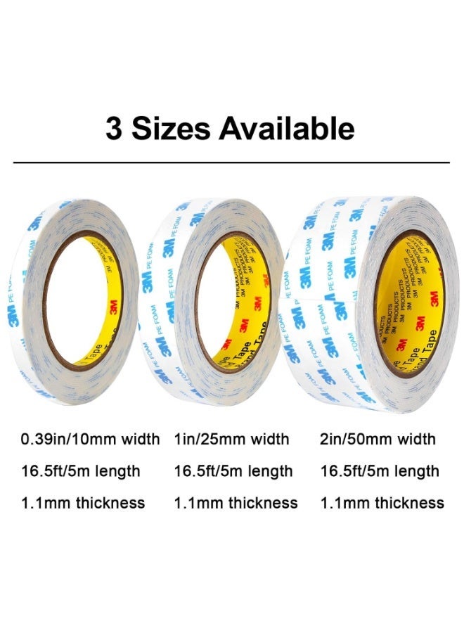 3M Double Sided Tape 2.5cm*3meter, Mounting Tape Heavy Duty, Removeable PE Foam Tape Strips, Strong Adhesive Tape Waterproof Free Damage for Paint Wall Picture Hanging Poster - Image 4