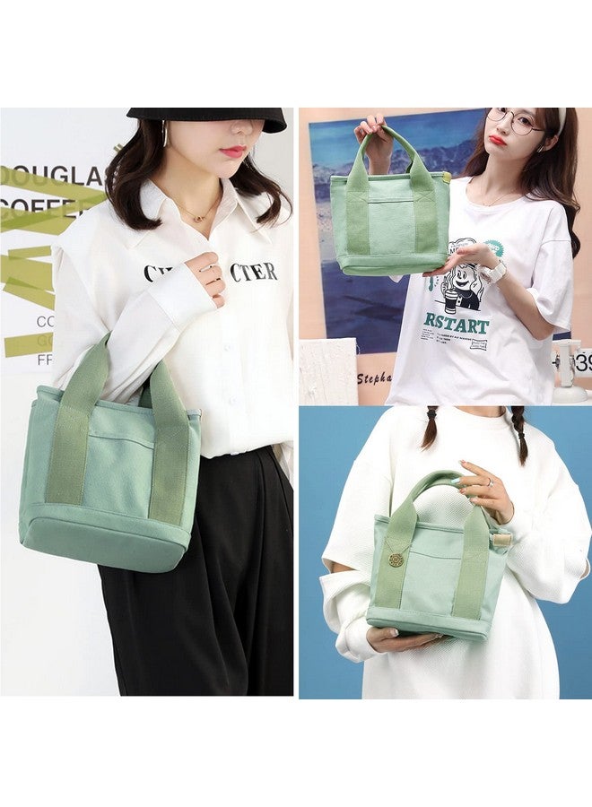 MINGRI Small Canvas Tote Bag For Women Mini Tote Bags With Pockets Small Canvas Handbag Tote Bag With Zipper Mini Tote Purse Mini Travel Bag With Compartmentswithout Shoulder Strapgreen - Image 3