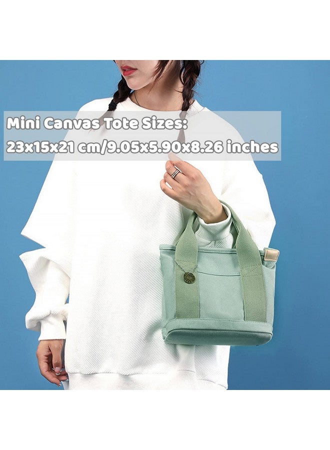 MINGRI Small Canvas Tote Bag For Women Mini Tote Bags With Pockets Small Canvas Handbag Tote Bag With Zipper Mini Tote Purse Mini Travel Bag With Compartmentswithout Shoulder Strapgreen - Image 2