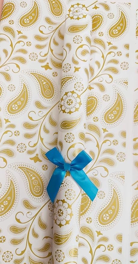 AMANVANI Gift Wrapping Paper Sheets, Gift Wrapping Paper Sheet, White Gift Paper, Gift Wrap Roll, Golden Design Gift Cover Rapping Paper, Gift Packing Materials, Girls Gift Wrapping Paper (5) - Image 2