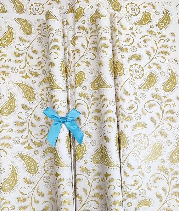 AMANVANI Gift Wrapping Paper Sheets, Gift Wrapping Paper Sheet, White Gift Paper, Gift Wrap Roll, Golden Design Gift Cover Rapping Paper, Gift Packing Materials, Girls Gift Wrapping Paper (5) - Image 3