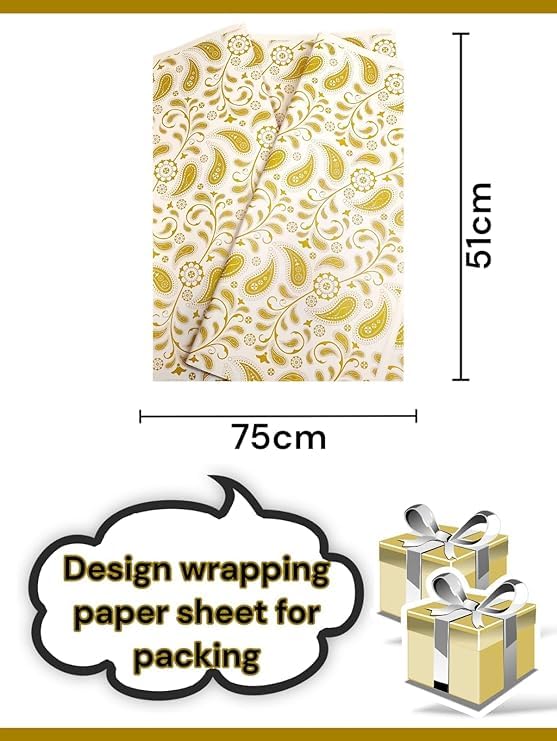 AMANVANI Gift Wrapping Paper Sheets, Gift Wrapping Paper Sheet, White Gift Paper, Gift Wrap Roll, Golden Design Gift Cover Rapping Paper, Gift Packing Materials, Girls Gift Wrapping Paper (5) - Image 4