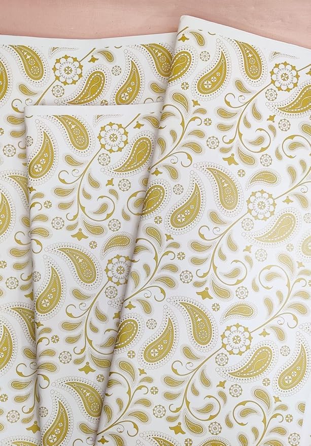 AMANVANI Gift Wrapping Paper Sheets, Gift Wrapping Paper Sheet, White Gift Paper, Gift Wrap Roll, Golden Design Gift Cover Rapping Paper, Gift Packing Materials, Girls Gift Wrapping Paper (5) - Image 1